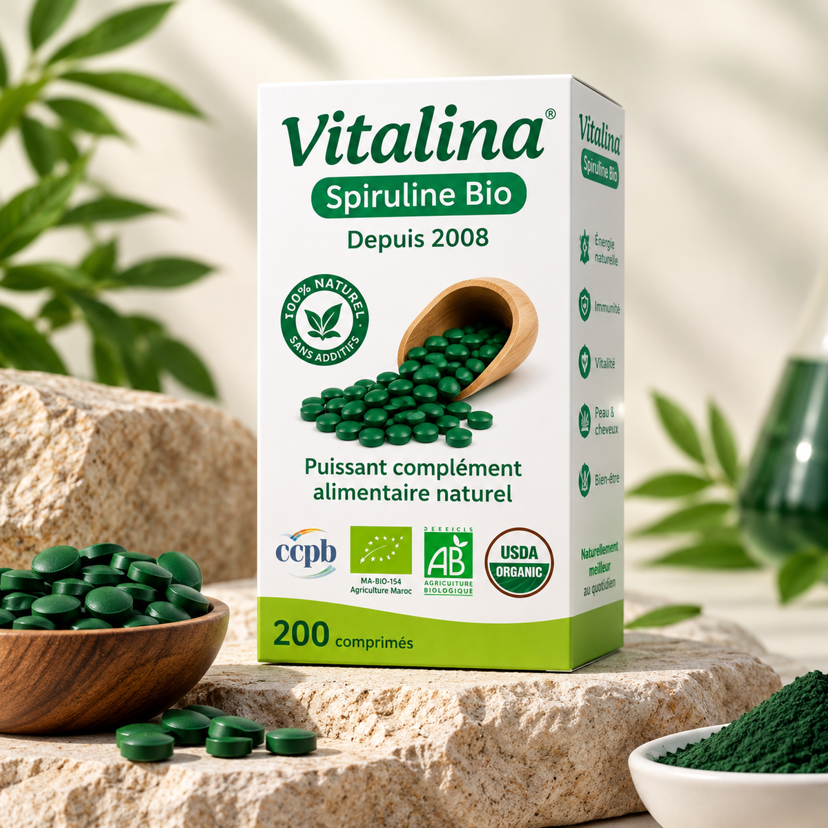 Spiruline Vitalina — Complément alimentaire naturel pour une meilleure santé.